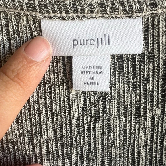 Pure Jill Linen Blend Lagenlook Short Sleeve Neutral Knit Cardigan Women’s MP - Picture 2 of 5